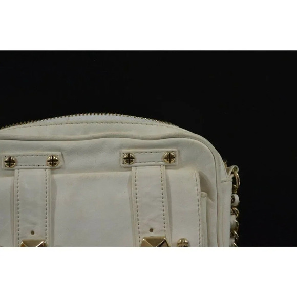 Rebecca Minkoff White Leather Crossbody Small Mini Purse Handbag Metal Hardware - Picture 2 of 12